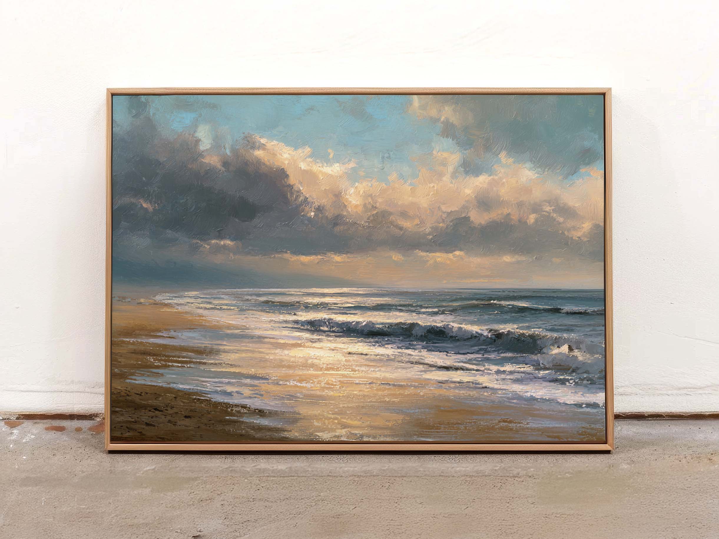 Coastal Beach Landscape Art Print — Serene Ocean Wall Décor