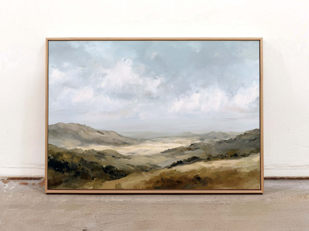 Hillside Landscape Art Print — Peaceful Countryside Wall Décor