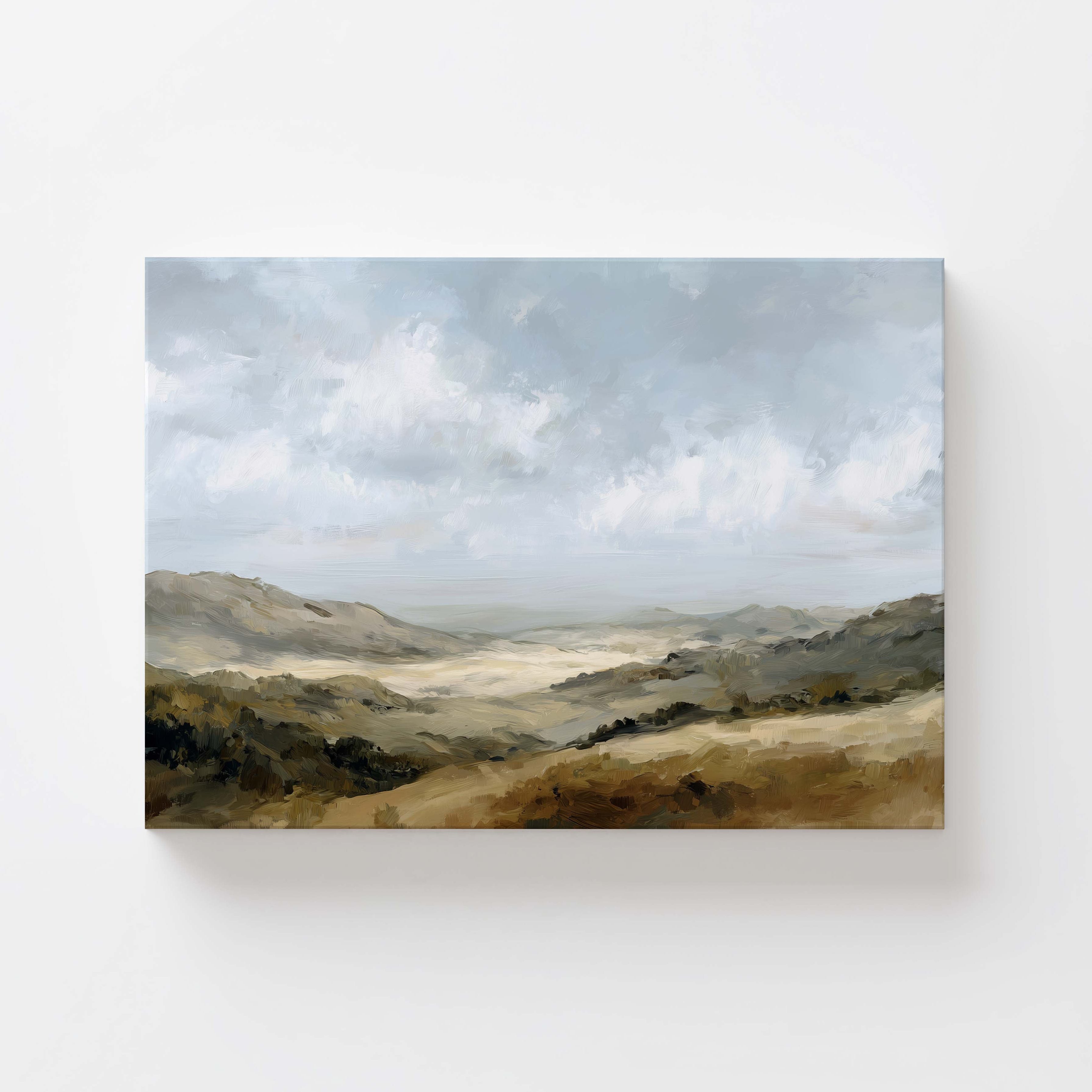 Hillside Landscape Art Print — Peaceful Countryside Wall Décor
