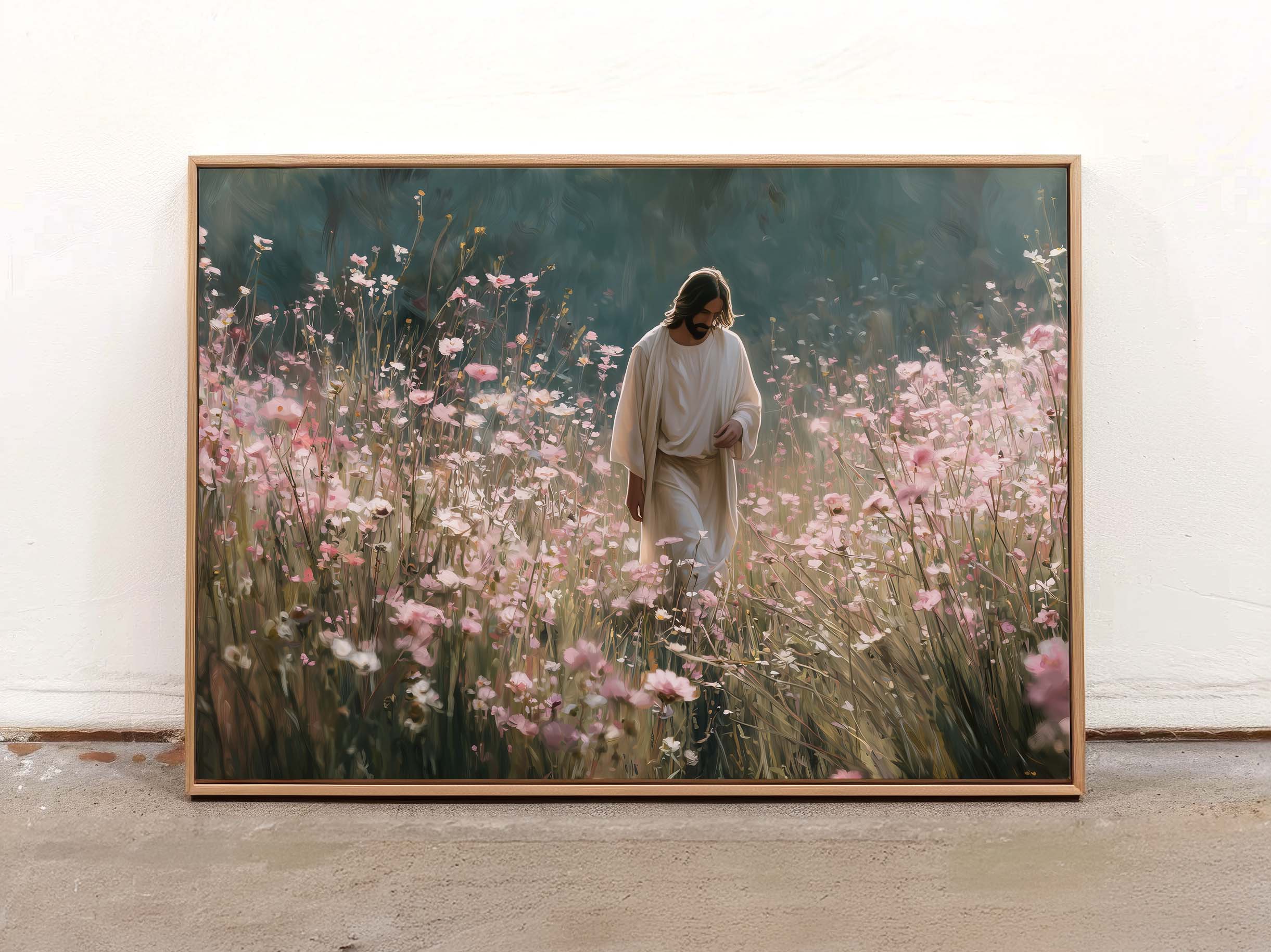 Jesus in the Meadow | Faith-Inspired Spring Art Print