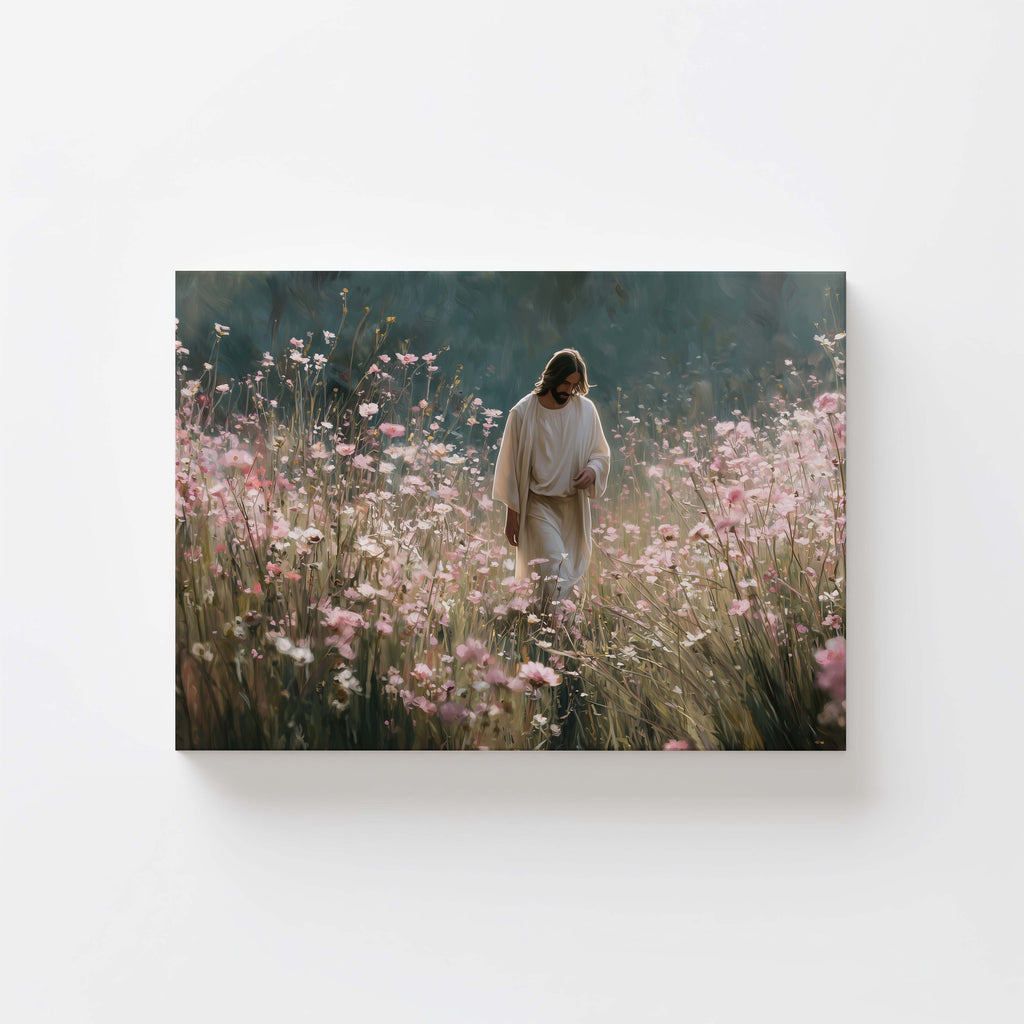Jesus in the Meadow | Faith-Inspired Spring Art Print