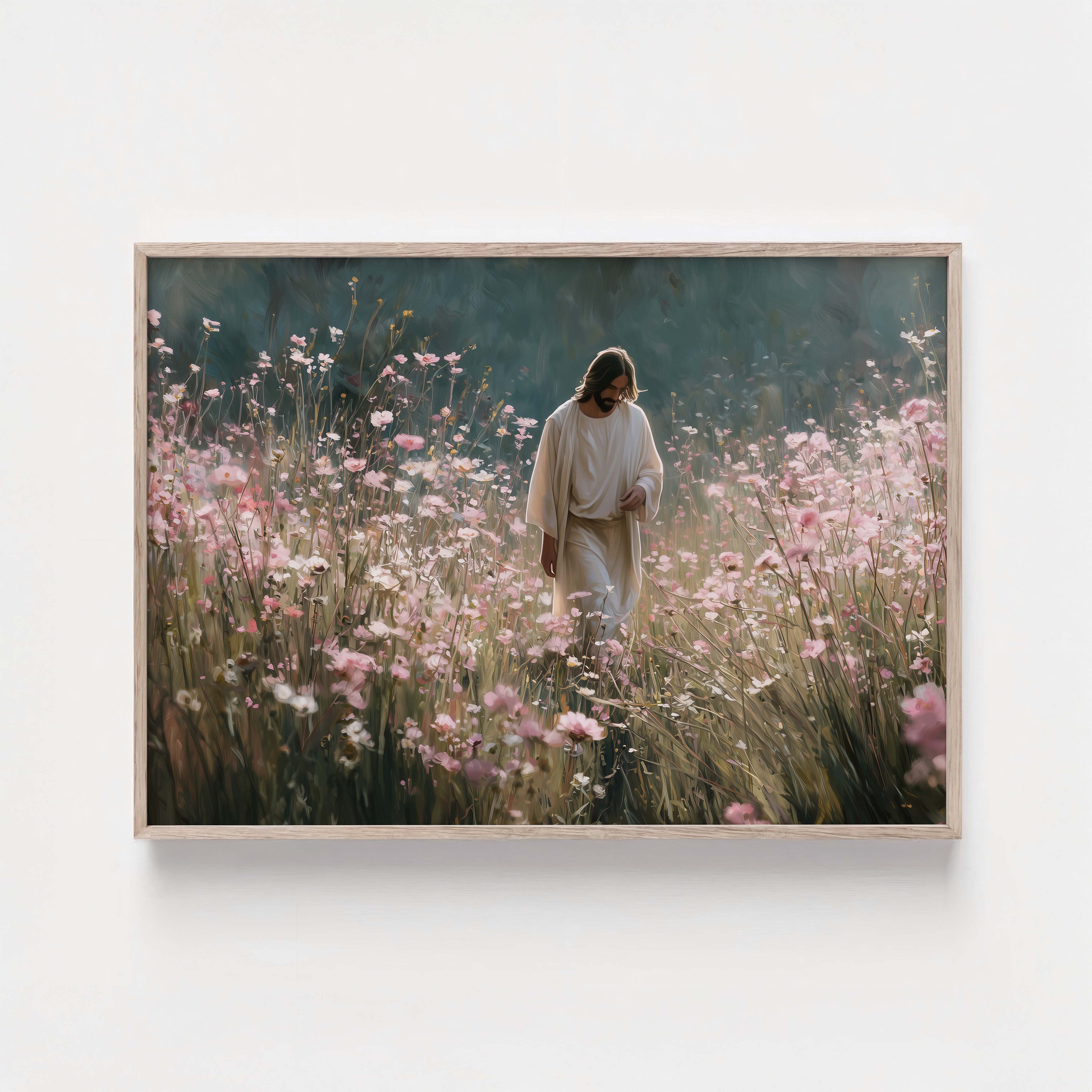 Jesus in the Meadow | Faith-Inspired Spring Art Print