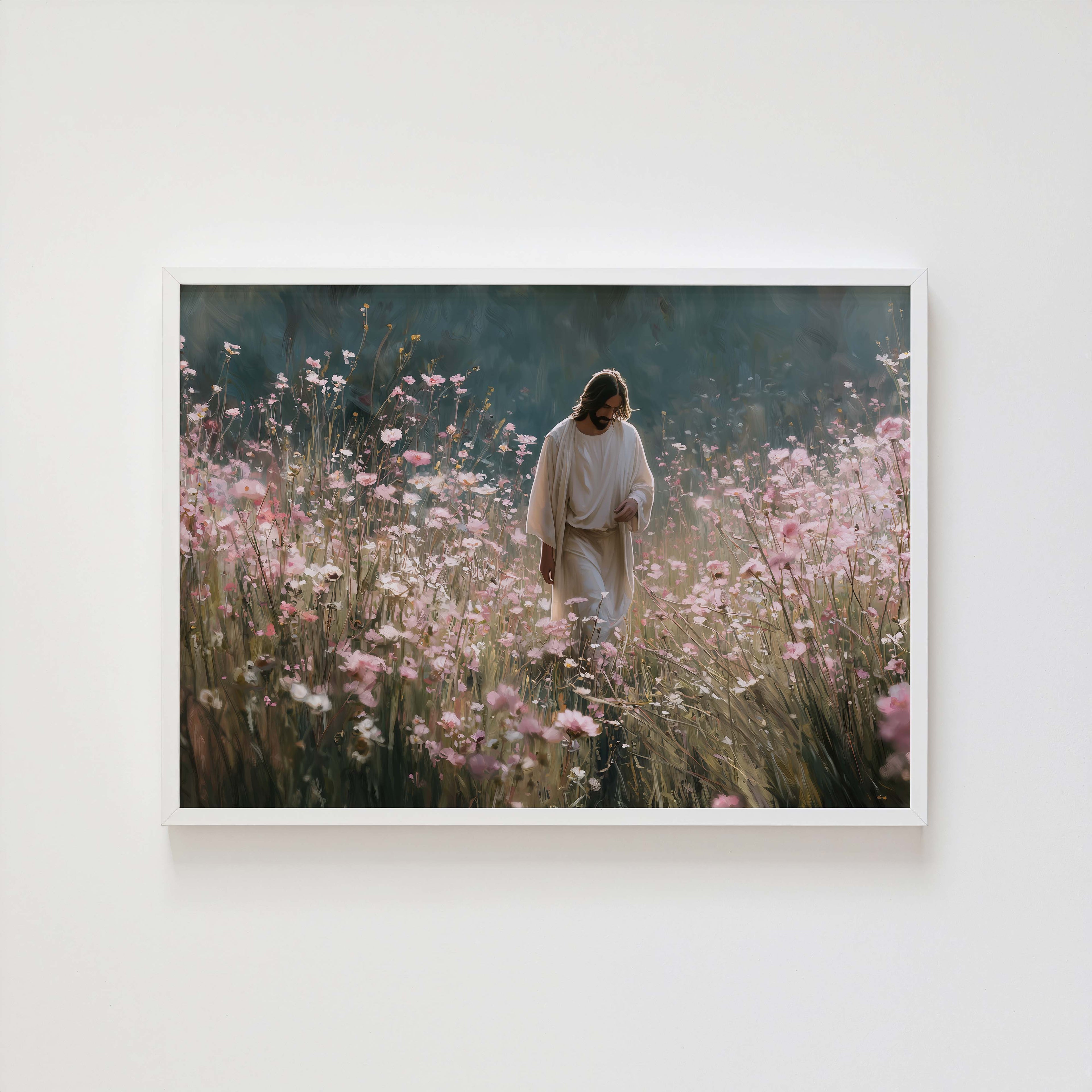 Jesus in the Meadow | Faith-Inspired Spring Art Print