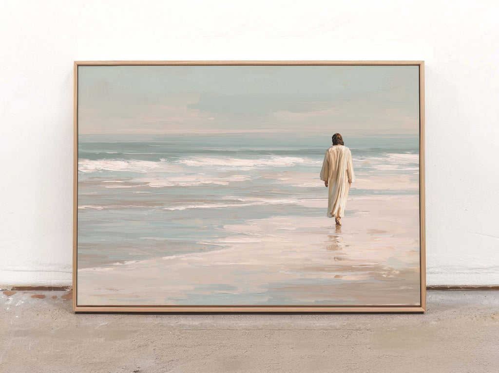 “He Leadeth Me” — Jesus Walking Along the Seashore Art Print