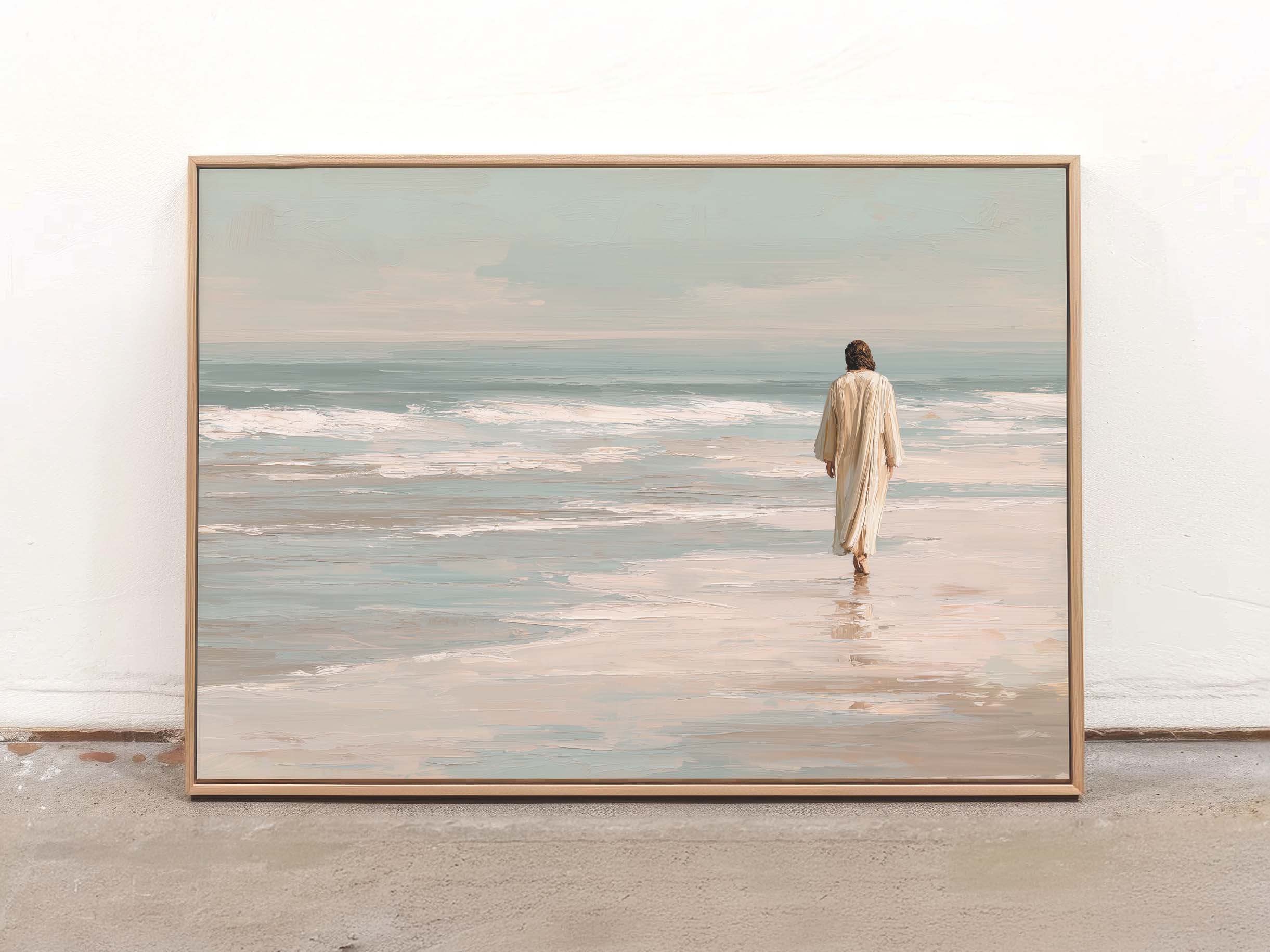“He Leadeth Me” — Jesus Walking Along the Seashore Art Print