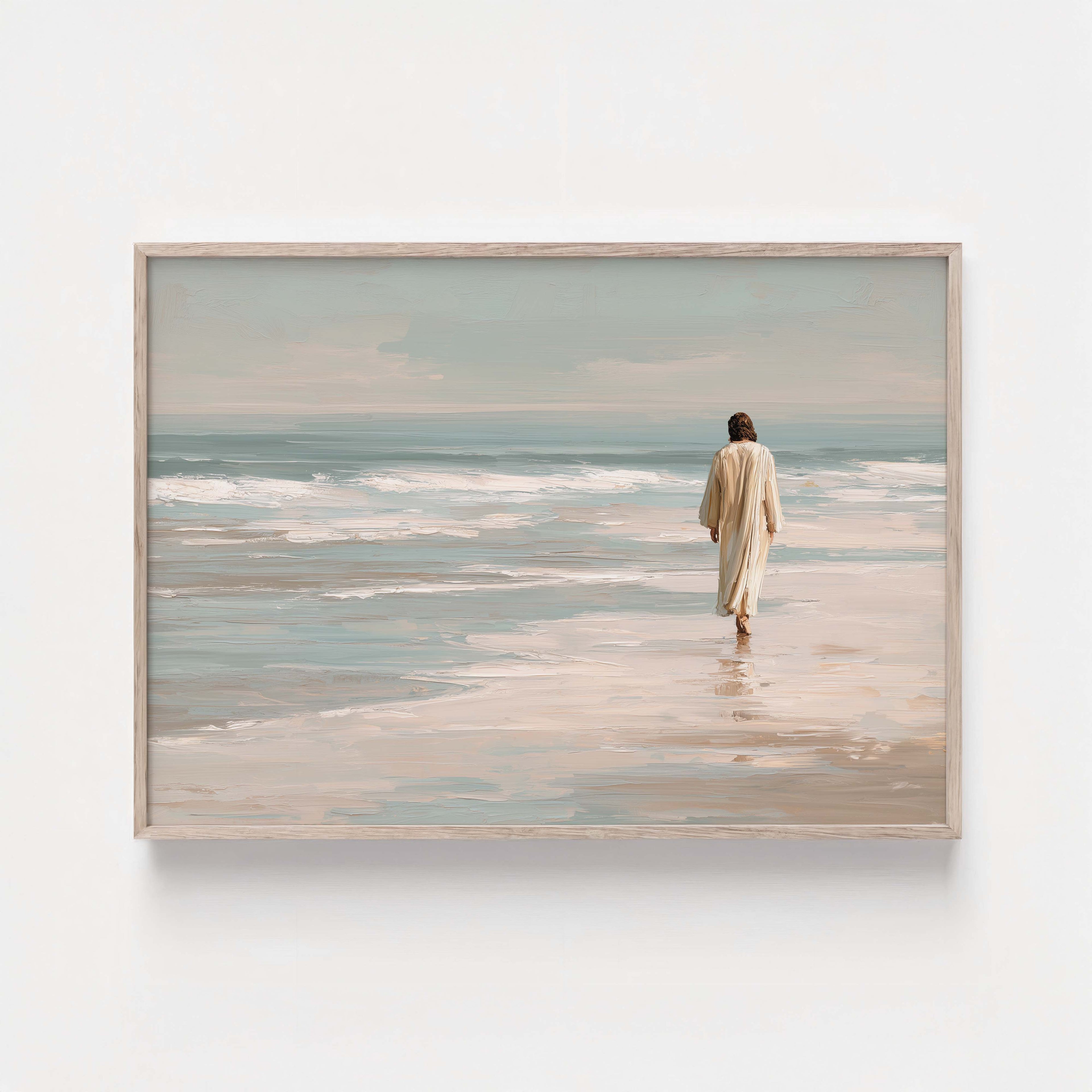 “He Leadeth Me” — Jesus Walking Along the Seashore Art Print