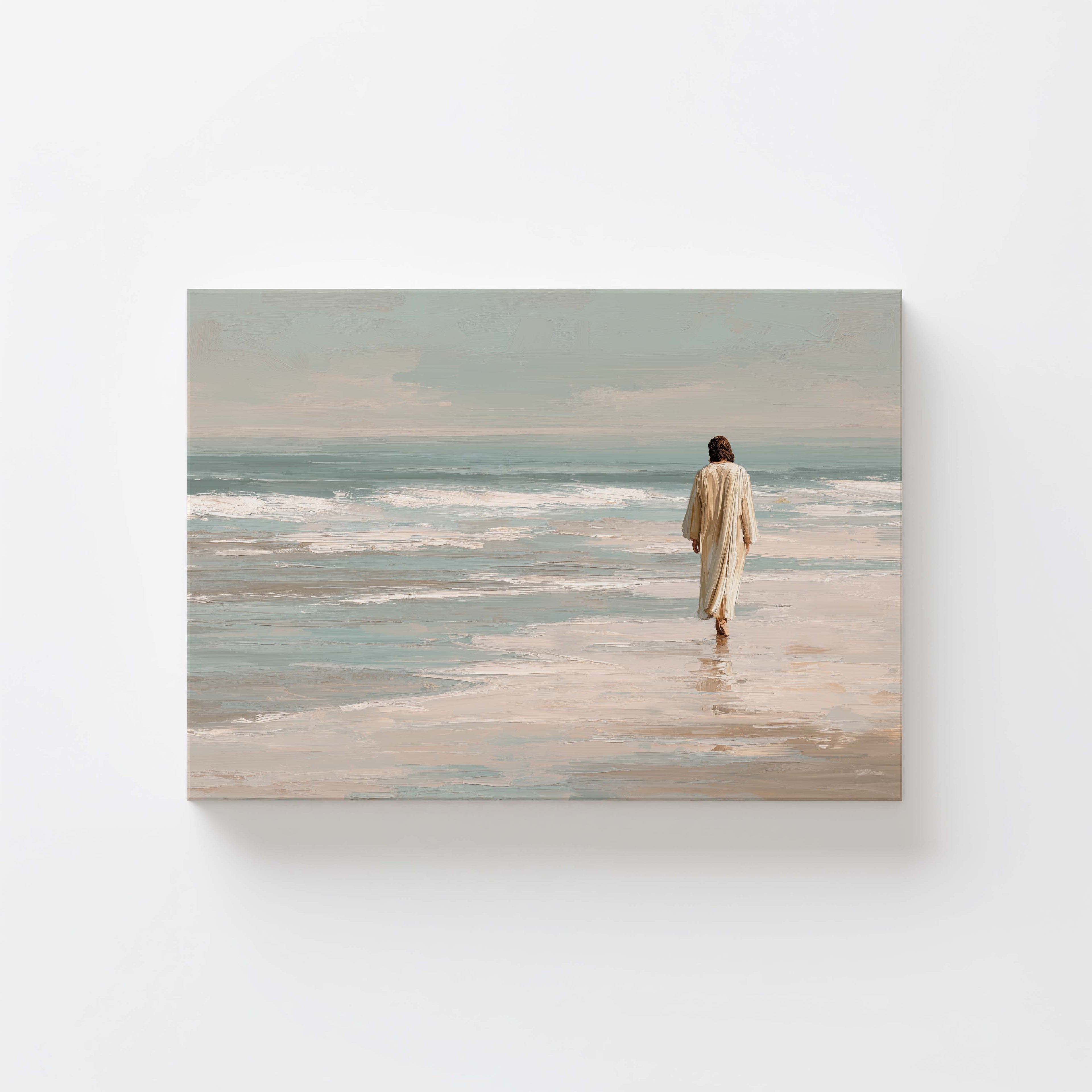 “He Leadeth Me” — Jesus Walking Along the Seashore Art Print