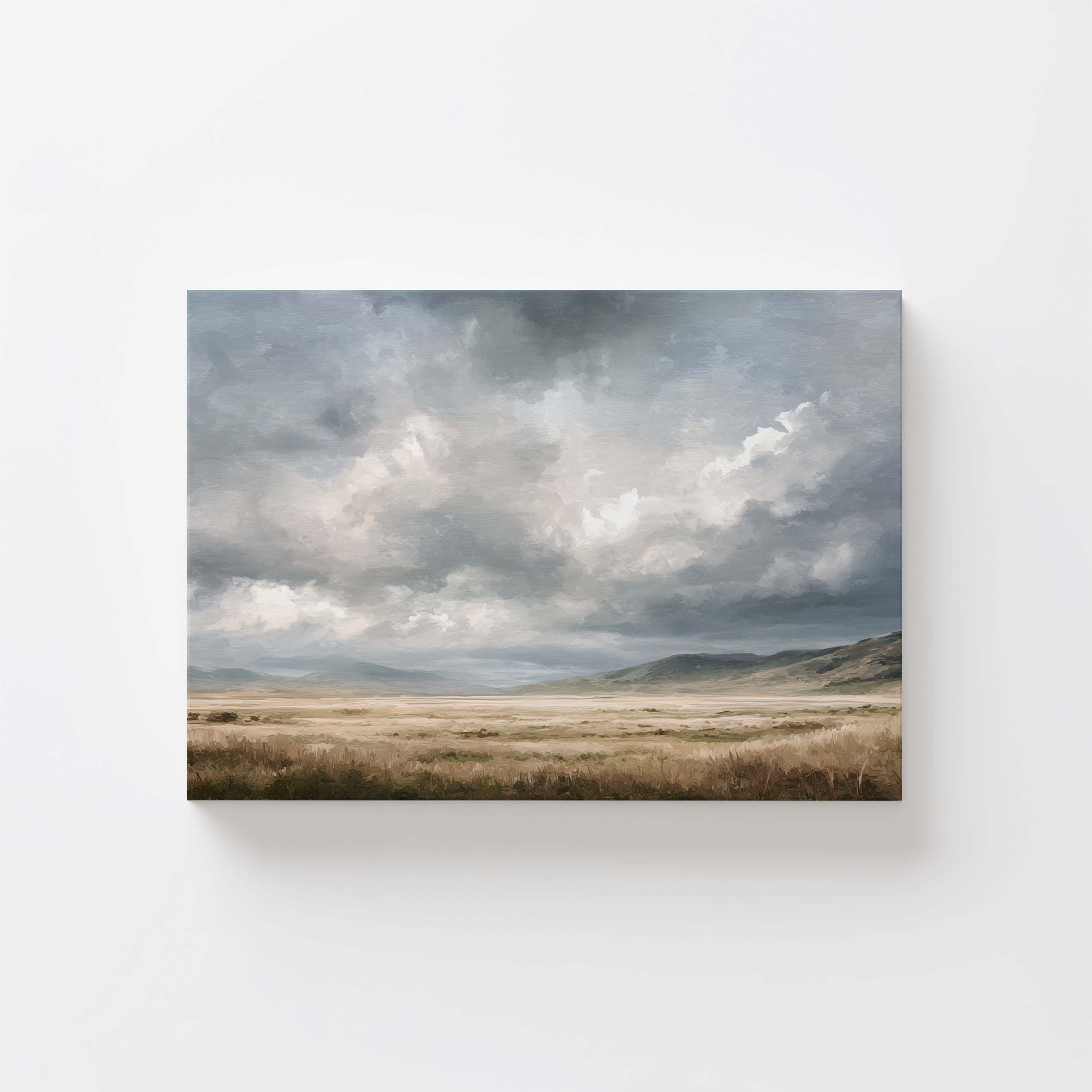 Moody Cloud Landscape Wall Art | Neutral Nature Art Print for Calm Spaces