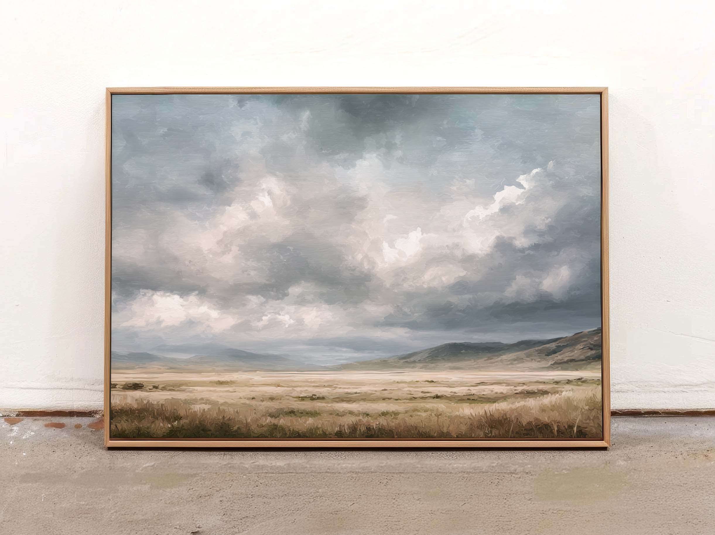 Moody Cloud Landscape Wall Art | Neutral Nature Art Print for Calm Spaces