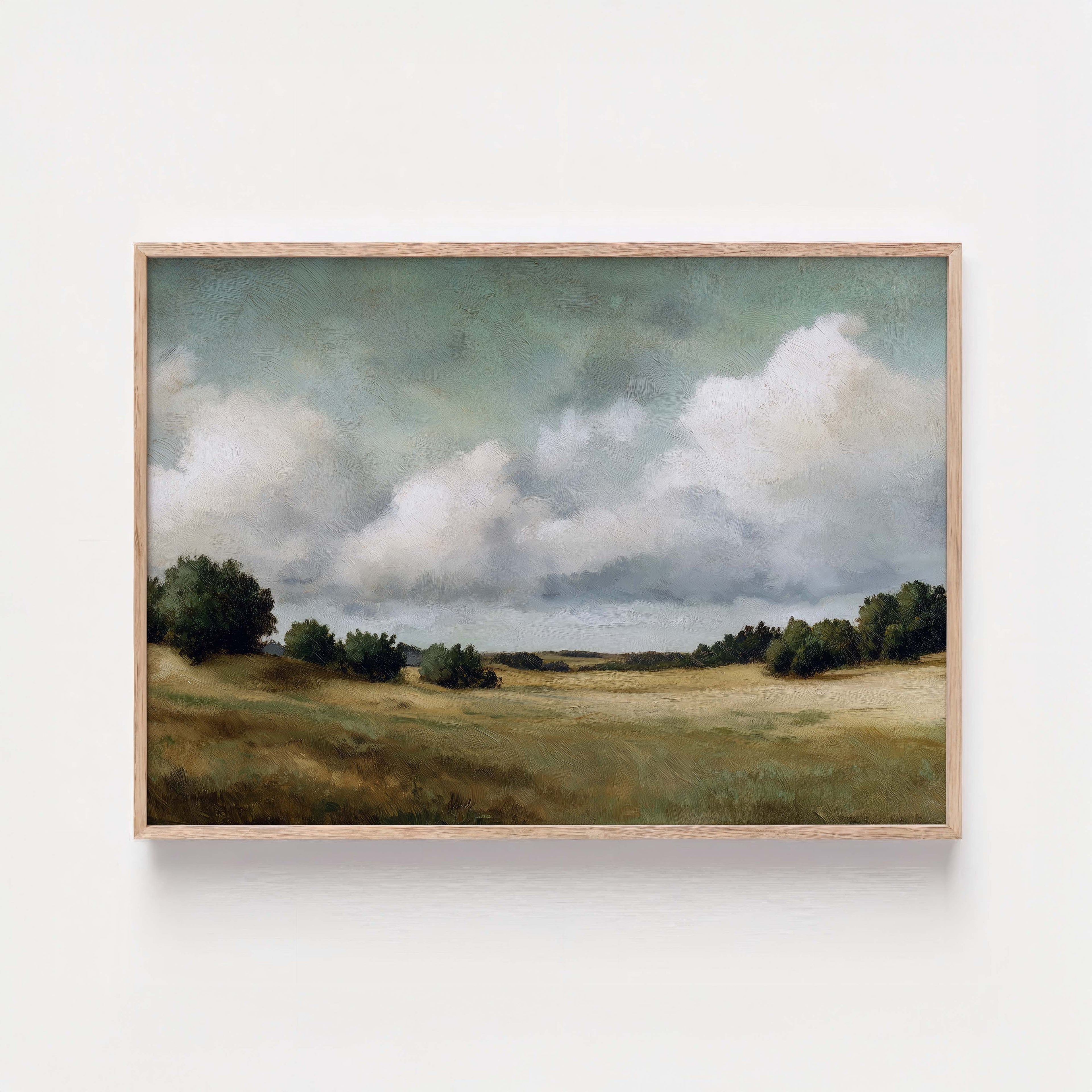 Atmospheric Cloud Wall Art | Moody Field Landscape Print