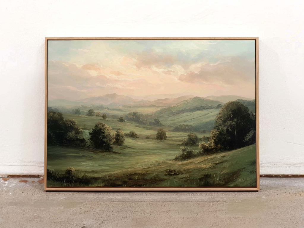 Tranquil Green Hills Art Print — Serene Nature Landscape