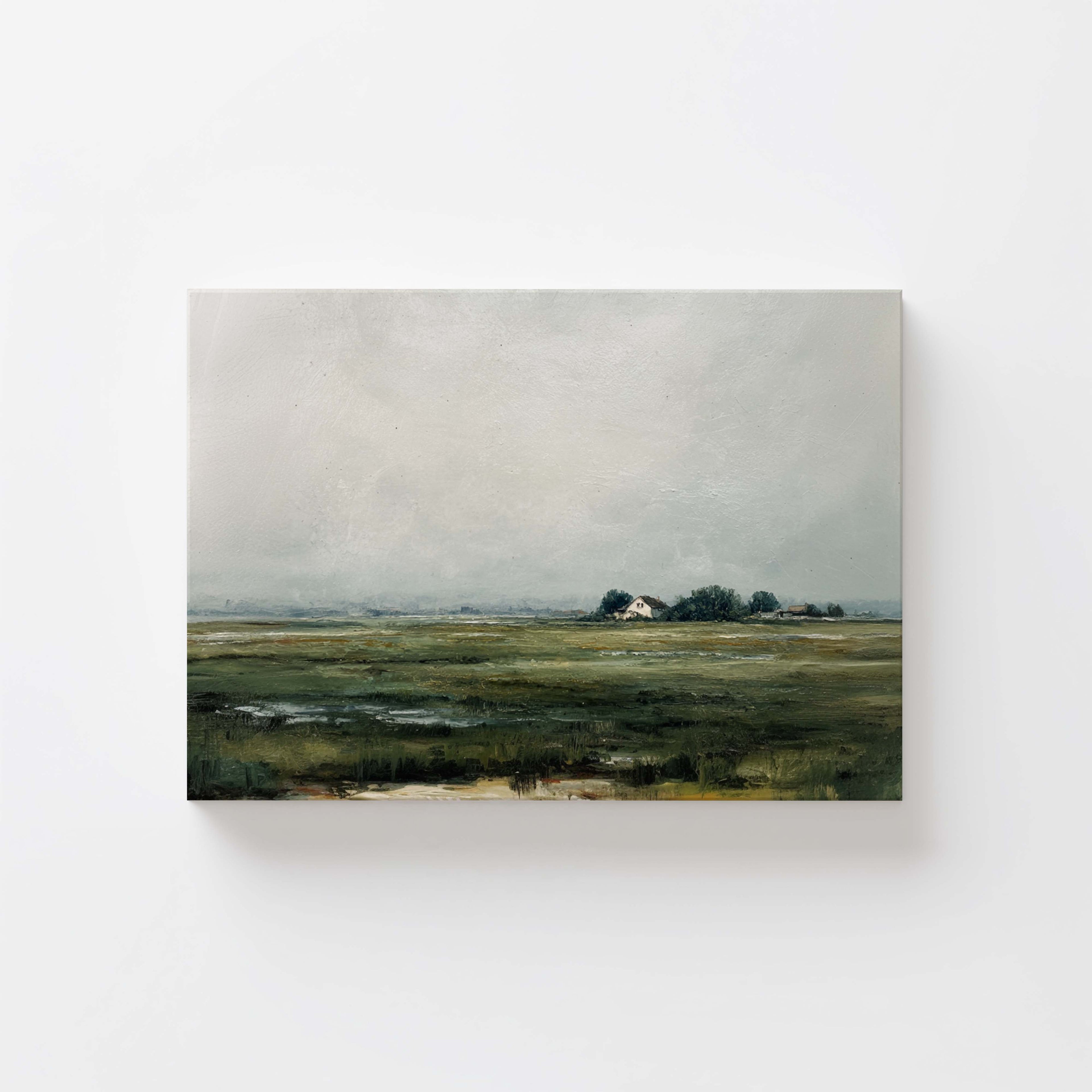 White Farmhouse Landscape Wall Art Print — Rustic Country Decor & Modern Farmhouse Artwork